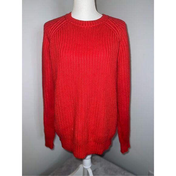 Michael Kors Cozy Knitwear Orange Thick Crewneck Sweater L - Picture 1 of 9